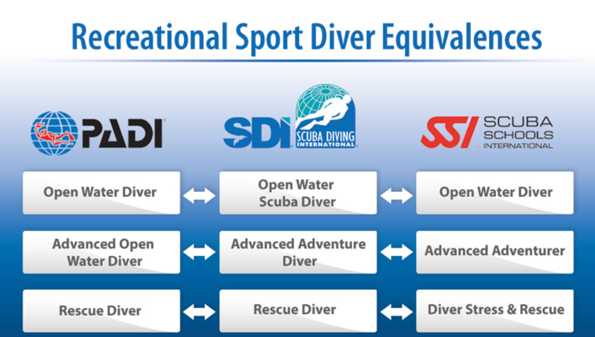 レクリエーショナルスポーツダイバー PADI SSI SDI 同等ランク レクリエーショナルスポーツダイバー PADI SSI SDI 同等ランク